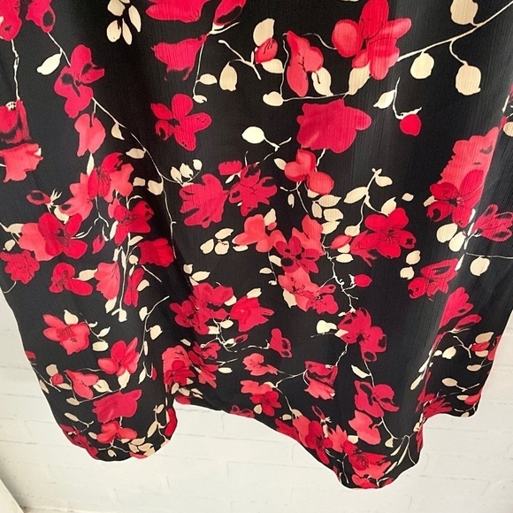 Vintage 90s Maxi skirt Black/red/cream floral Column Pull-on Dark romantic XL - Picture 3 of 8